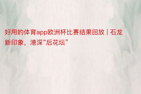 好用的体育app欧洲杯比赛结果回放 | 石龙新印象，港深“后花坛”