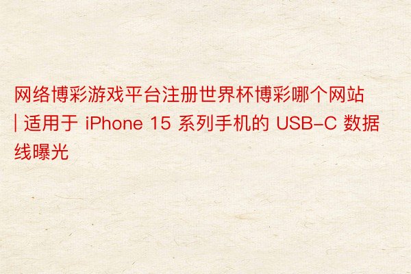 网络博彩游戏平台注册世界杯博彩哪个网站 | 适用于 iPhone 15 系列手机的 USB-C 数据线曝光